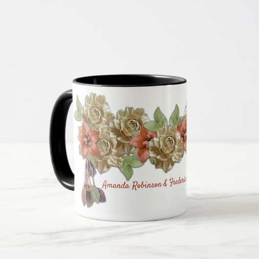 Lederarbeit in Blume über Wildleder Tasse (Vorderseite Links)