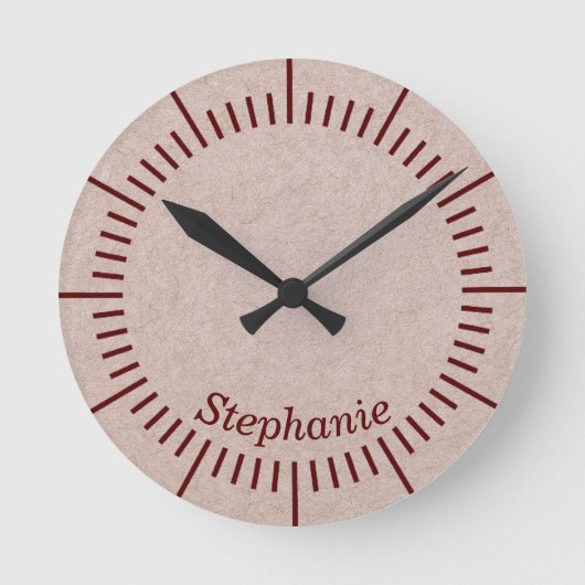 Lederbeige mit Ihrem Namen Runde Uhr (Vorderseite)