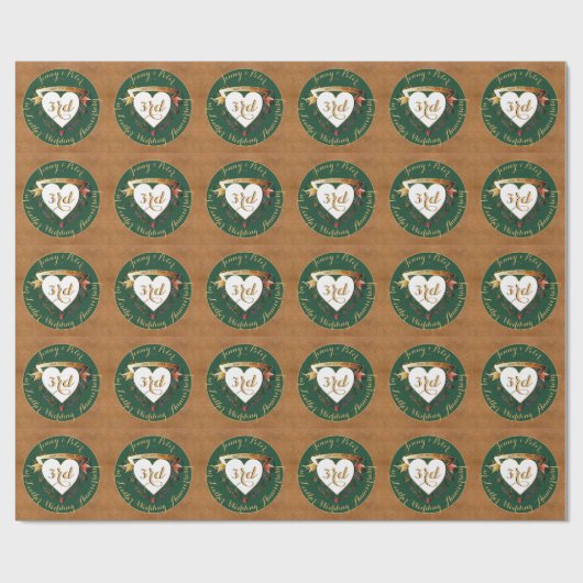 Lederbild zum 3. Geburtstag Geschenkpapier (Flach)