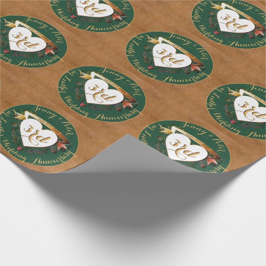 Lederbild zum 3. Geburtstag Geschenkpapier (Ecke)