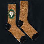 Lederbild zum 3. Geburtstag Socken<br><div class="desc">Das macht Spaß,  Crew Socken zum Ehren Ihrer Liebe auf Ihrem 3. Lederhochzeitstag! Ich habe diese mit "kühnen" Gedanken und die traditionellen Jade- und Lederbilder zusammen mit Ihrem Medaillonentext und meinen extravaganten Herzen für ein regales und passendes Design für Ihren besonderen Tag entworfen!</div>