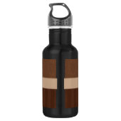 Lederbraun-Damast mit Streifen und Monogramm Edelstahlflasche (Rückseite)