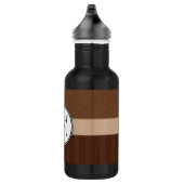 Lederbraun-Damast mit Streifen und Monogramm Edelstahlflasche (Rechts)