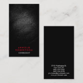 Ledereffekt Black Red Consultant Business Card Visitenkarte (Vorne/Hinten)