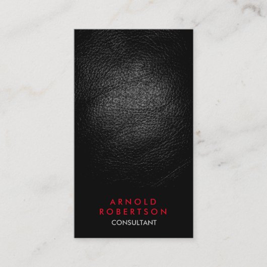 Ledereffekt Black Red Consultant Business Card Visitenkarte (Vorderseite)