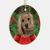 Lederfarbene Cocker spaniel-Weihnachtsverzierung Keramik Ornament (Rechts)