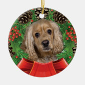 Lederfarbene Cocker spaniel-Weihnachtsverzierung Keramik Ornament (Vorne)