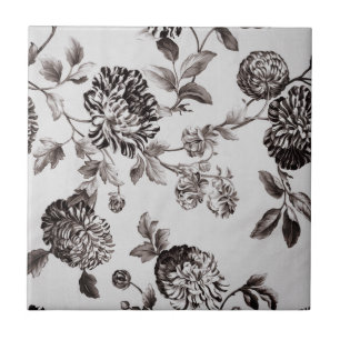 Lederfarbener grauer Taupe Vintages BlumenToile Fliese
