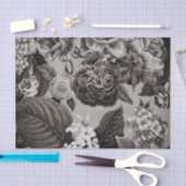 Lederfarbener grauer Taupe Vintages BlumenToile Seidenpapier (Handwerk)