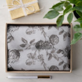 Lederfarbener grauer Taupe Vintages BlumenToile Seidenpapier (Geschenk)