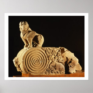 Lederfarbener Sandstein Architrave mit Greif, Poster