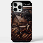 Ledergeschnitzte Traktorszene Case-Mate iPhone Hülle (Rückseite)