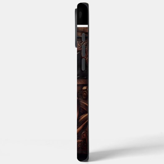 Ledergeschnitzte Traktorszene Case-Mate iPhone Hülle (Rückseite / Links)