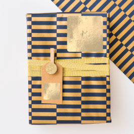 Ledergoldblush Metallpulver Minimal Monogramm Quadratischer Aufkleber