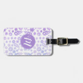 Lederhandgezogenes Blumenmuster und Monogramm Gepäckanhänger (Vorderseite horizontal)
