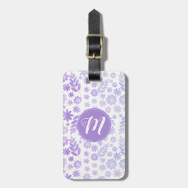 Lederhandgezogenes Blumenmuster und Monogramm Gepäckanhänger