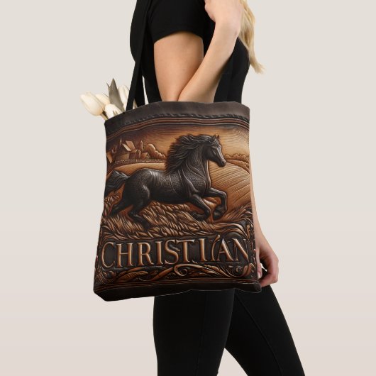Lederhaube des Laufpferdes Tasche (Von Nahem)