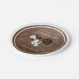 Lederherz zum 3. Geburtstag Pappteller