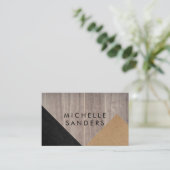 Lederholzplatte für geometrische schwarze Imitate Visitenkarte (Stehend Vorderseite)