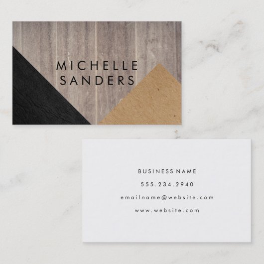 Lederholzplatte für geometrische schwarze Imitate Visitenkarte (Vorne/Hinten)