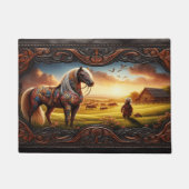 Lederhorse Ranch Verziertes Pferd Doormat Fußmatte (Vorderseite)