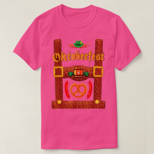 Lederhosen Suspenders Oktoberfest Bavarian Munich T-Shirt (Design vorne)