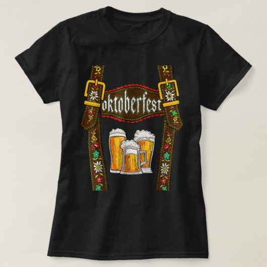 Lederhosen Suspenders Oktoberfest München T-Shirt (Design vorne)