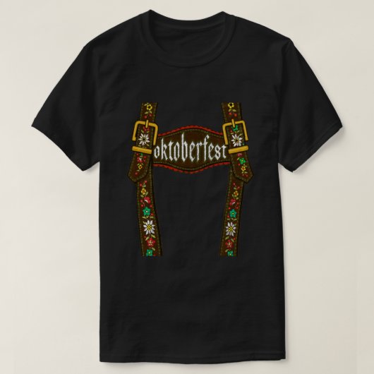 Lederhosen Suspenders Tee Oktoberfest Bavarian Mun (Design vorne)