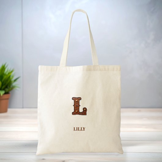 Lederinitialen-Monogramm L im Western-Stil Tragetasche