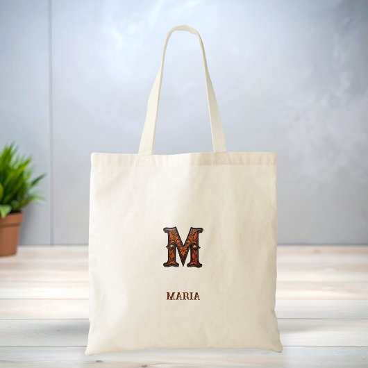 Lederinitialen-Monogramm M im Western-Stil Tragetasche