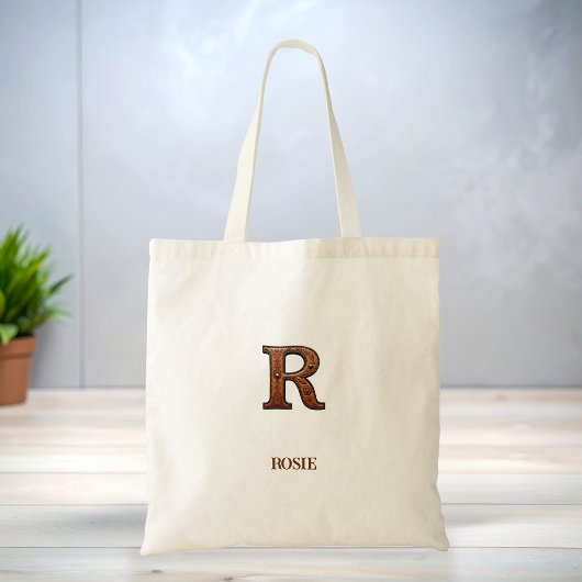 Lederinitialen-Monogramm R im Western-Stil Tragetasche