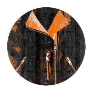 Lederjacke Orange Schneidebrett rund