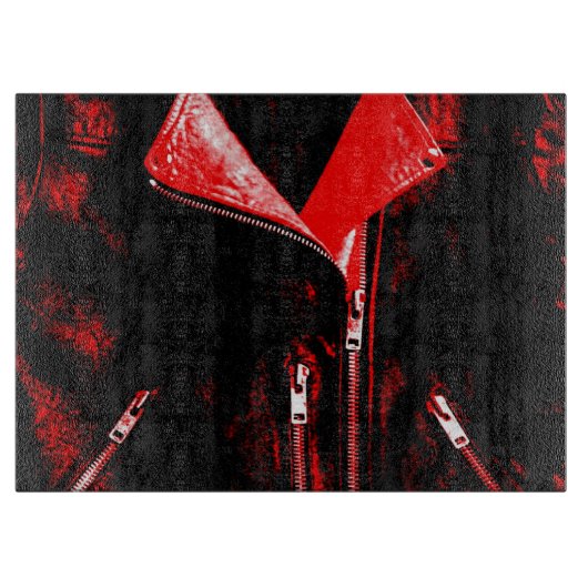 Lederjacke Rote Schneideplatte Schneidebrett (Vorderseite)