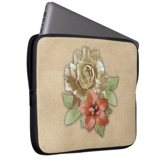 Lederleder-Blume Laptopschutzhülle (Vorne Rechts)