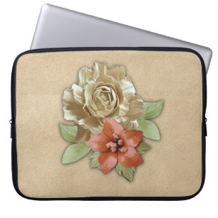 Lederleder-Blume Laptopschutzhülle