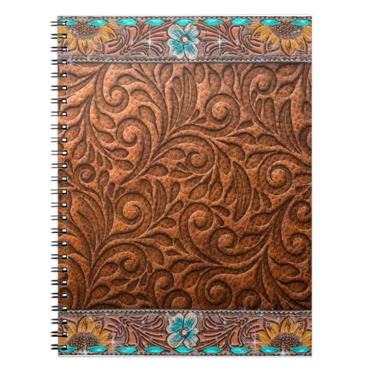 Lederlook mit türkisfarbenen Akzenten Notizblock (Vorderseite)