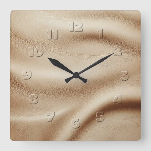 Lederlook Quadratische Wanduhr (Vorderseite)