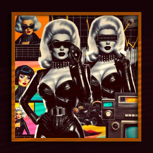 Ledermädchen aus Retrofuturismus Poster
