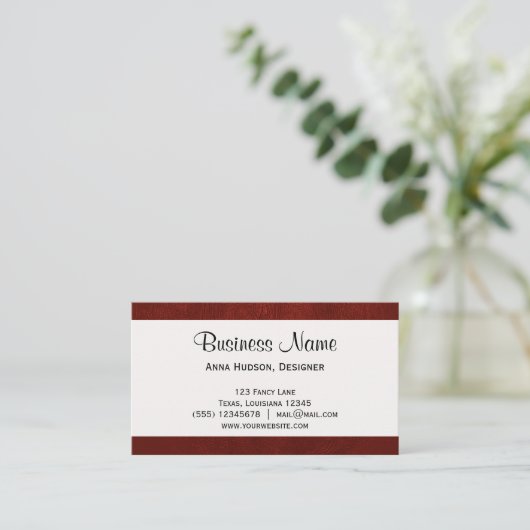 Lederne Beschaffenheit, lederner Hintergrund - Rot Visitenkarte (Stehend Vorderseite)