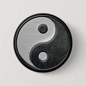 Lederne und Stahleffekt Yin Yang Grafik Button (Vorderseite)