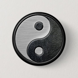 Lederne und Stahleffekt Yin Yang Grafik Button