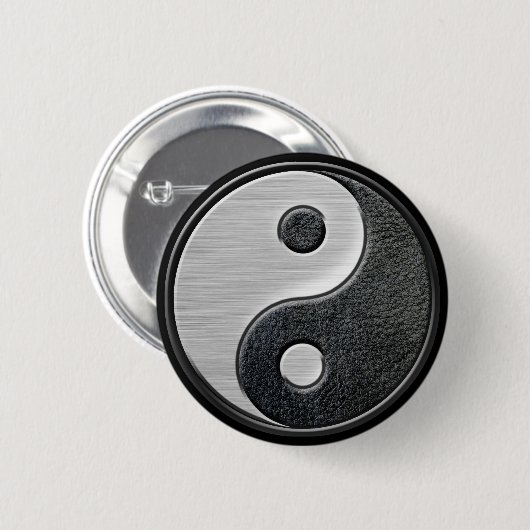 Lederne und Stahleffekt Yin Yang Grafik Button (Vorne & Hinten)
