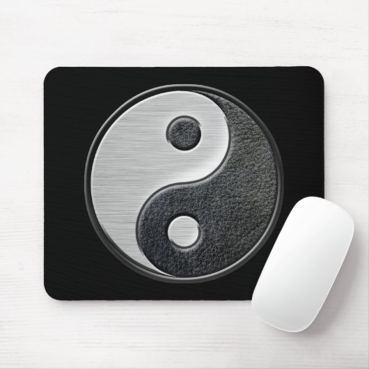 Lederne und Stahleffekt Yin Yang Grafik Mousepad (Mit Mouse)