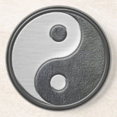 Lederne und Stahleffekt Yin Yang Grafik Sandstein Untersetzer (Vorne)