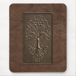 Lederner Baum-Entwurf - Braun Mousepad