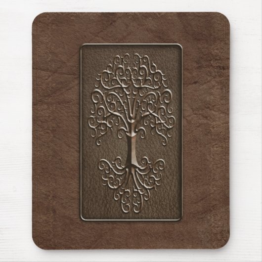 Lederner Baum-Entwurf - Braun Mousepad (Vorne)