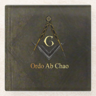 Ledernes Buch-Blick-Quadrat und Kompass Glasuntersetzer