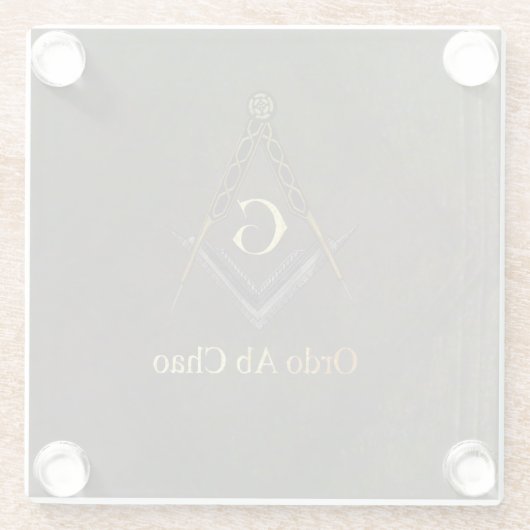 Ledernes Buch-Blick-Quadrat und Kompass Glasuntersetzer (Rückseite)