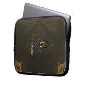 Ledernes gebundenes Buch mit Quadrat und Kompass Laptopschutzhülle (Vorderseite Links)