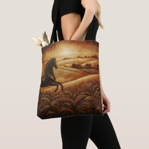 Lederpferderanch Sonnenuntergang Tasche